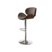 Modern Walnut Bentwood Adjustable Bar Stool Upholstered Swivel Counter Chair 1 Piece